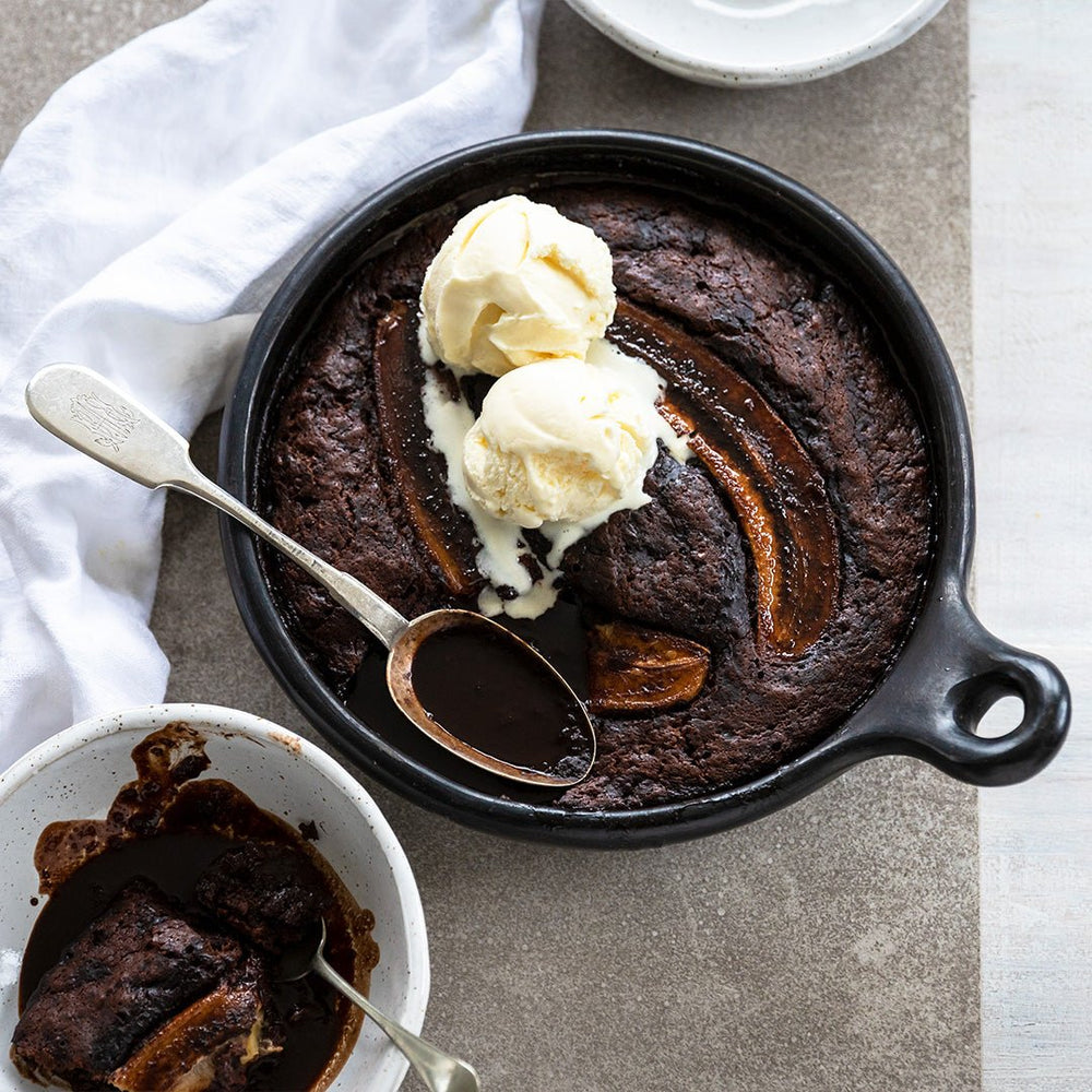 Banana and Dark Chocolate Self-Saucing Pudding with Chocolate and Coffee Sauce - Cook & Nelson